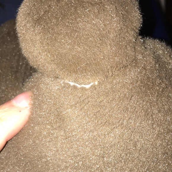 2015 Animal Adventures Dark Brown Dog Plush With a Red Ribbon & Floppy Ears 8” - Picture 3 of 3